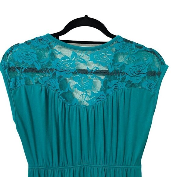 Mix & Co Buttery Soft Stretchy Lace Knit Maxi Teal Aqua Marine Dress Size Small - Picture 4 of 9